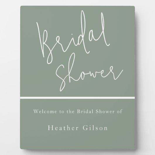 Sage Green Brautparty Willkommenssignatur Fotoplatte (Vorderseite)