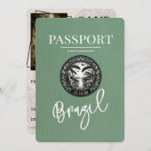 Sage Green Brazil Passport Save the Date (Vorne/Hinten)