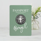 Sage Green Brazil Passport Save the Date (Stehend Vorderseite)