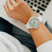 Sage Green Bridal Crystal | Personalized Wedding Armbanduhr