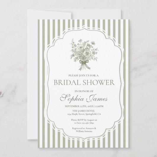 Sage Green Bridal Shower Invitation Template Boho Einladung (Vorderseite)