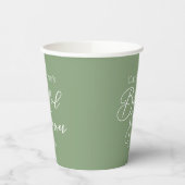 Sage Green Bridal Shower Personalized White Script Pappbecher (Links)