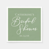 Sage Green Bridal Shower Personalized White Script Serviette (Vorderseite)