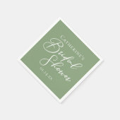 Sage Green Bridal Shower Personalized White Script Serviette (Ecke)