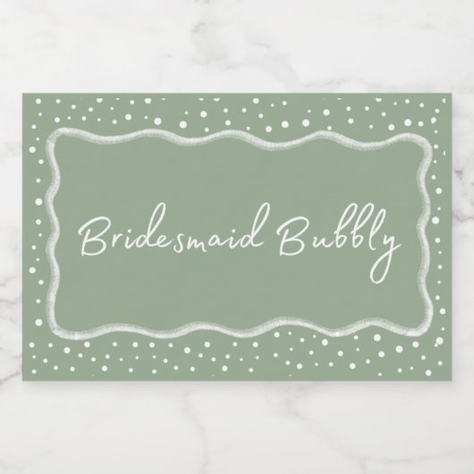 Sage Green Bridesmaid Bubbly Schaumweinetikett (Einzelnes Label)