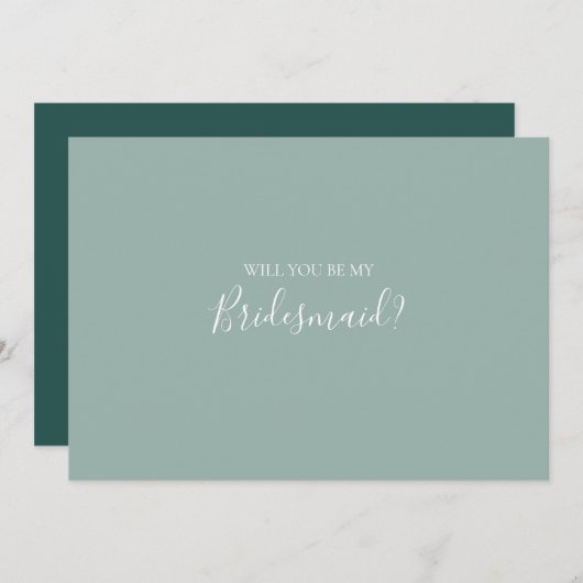 Sage Green Bridesmaid Vorschlagskarte Einladung (Vorne/Hinten)