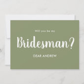 Sage Green Bridesman Vorschlag Script Einladung (Vorderseite)
