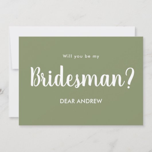 Sage Green Bridesman Vorschlag Script Einladung (Vorderseite)