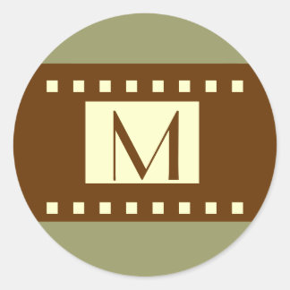 Sage Green Brown Cream Monogram Wedellabel Runder Aufkleber