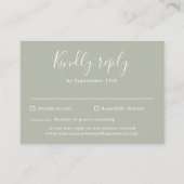 Sage Green Budget Modern Script Wedding RSVP Card Begleitkarte (Vorderseite)