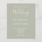 Sage Green Budget Moderne Script Hochzeitseinladun (Vorderseite)