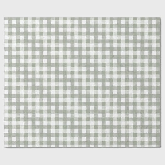 Sage Green Buffalo Kariert Gingham Checked Country Geschenkpapier (Flach)