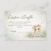 Sage Green Bunny Floral Diapper Raffle Begleitkarte (Vorderseite)