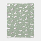 Sage Green Bunny Gemustert Fleece Blanket (Vorderseite)