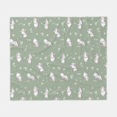 Sage Green Bunny Gemustert Fleece Blanket (Vorderseite (Horizontal))