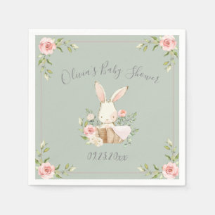 Sage Green Bunny Rabbit Babydusche Napkins Serviette