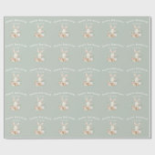 Sage Green Bunny Rabbit Girl Personalisiert Geschenkpapier (Flach)