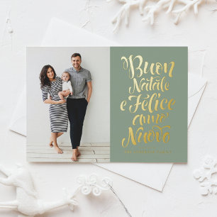 Sage Green Buon Natale Calligrafy Weihnachtsgebäck Folien Feiertagspostkarte