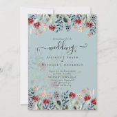 Sage Green Burgundy Blue Floral Wedding (Vorderseite)