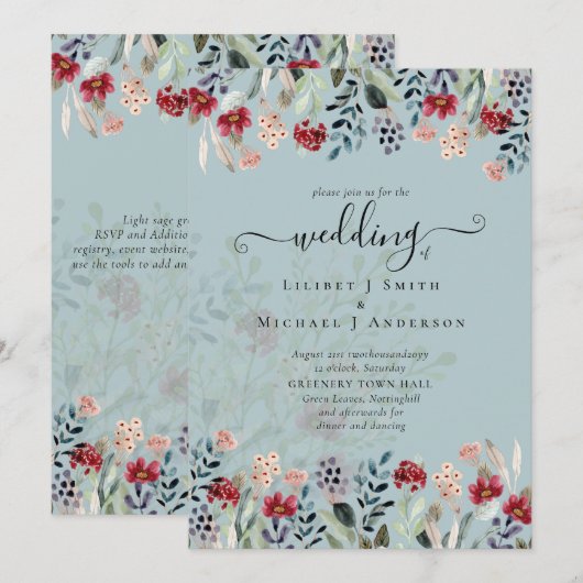 Sage Green Burgundy Blue Floral Wedding (Vorne/Hinten)