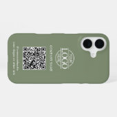 Sage Green Business-Logo & QR-Code Werbeartikel iPhone 16 Hülle (Rückseite (Horizontal))