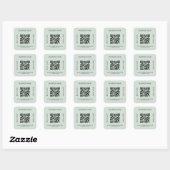 Sage green business name qr code quadratischer aufkleber (Blatt)
