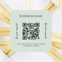 Sage green business name qr code quadratischer aufkleber