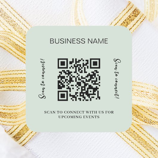 Sage green business name qr code quadratischer aufkleber