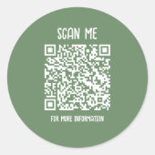 Sage Green | Business QR Code Scannable Runder Aufkleber (Vorderseite)