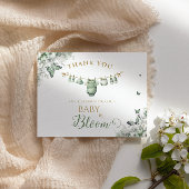 Sage Green Butterfly Floral Baby in Bloom Dankeskarte
