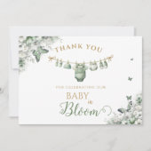 Sage Green Butterfly Floral Baby in Bloom Dankeskarte (Vorderseite)