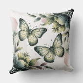Sage Green Butterfly Throw Pillow Kissen (Rückseite)