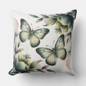 Sage Green Butterfly Throw Pillow Kissen (Vorderseite)