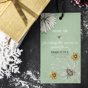 Sage Green Buzzing Bienen Danke Baby Dusche Geschenkanhänger
