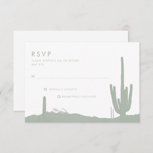Sage Green Cactus Desert Wedding RSVP Karte (Vorne/Hinten)