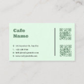 Sage Green Cafe Geschäftskarten QR Code Set Treuekarte (Rückseite)