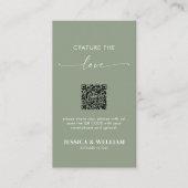 Sage Green Calligraphy Capture the Liebe QR Code Begleitkarte (Vorderseite)