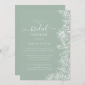 Sage Green Calligraphy Floral Brautparty Einladung (Vorne/Hinten)