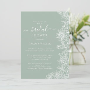 Sage Green Calligraphy Floral Brautparty Einladung