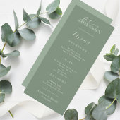 Sage Green Calligraphy Gastname Wedding Dinner Menükarte