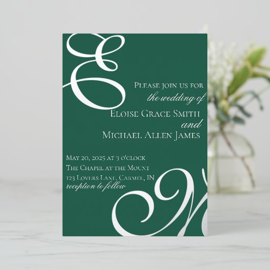 Sage Green Calligraphy Luxury Old Money Wedding Folieneinladung (Stehend vorne)