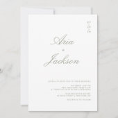 Sage Green Calligraphy Modern QR Code Wedding Invi Einladung (Vorderseite)