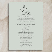 Sage Green Calligraphy Monogram Formal Wedding