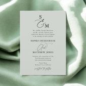 Sage Green Calligraphy Monogram Formal Wedding Einladung