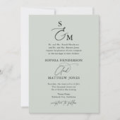Sage Green Calligraphy Monogram Formal Wedding Einladung (Vorderseite)