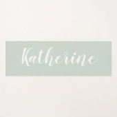 Sage Green Calligraphy Name Yoga Mat Yogamatte (Vorderseite (Horizontal))