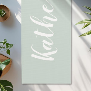 Sage Green Calligraphy Name Yoga Mat Yogamatte