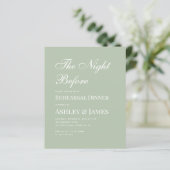 Sage Green Calligraphy Probe Dinner Einladung (Stehend Vorderseite)