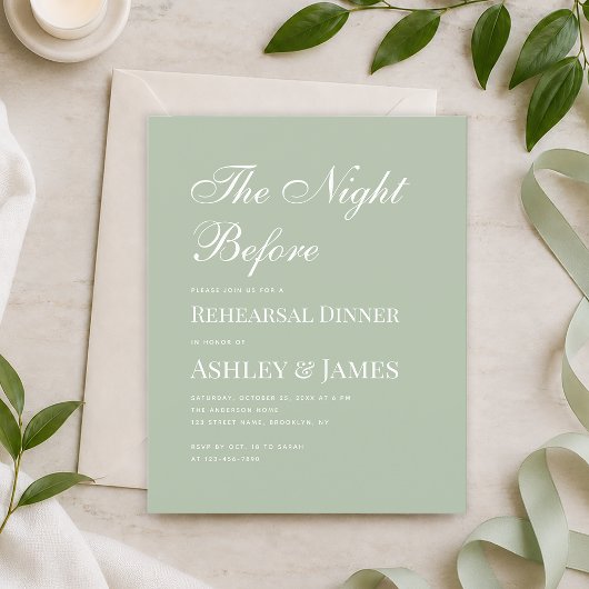 Sage Green Calligraphy Probe Dinner Einladung