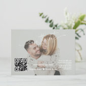 Sage Green Calligraphy QR Code Foto Hochzeit Save The Date (Stehend Vorderseite)